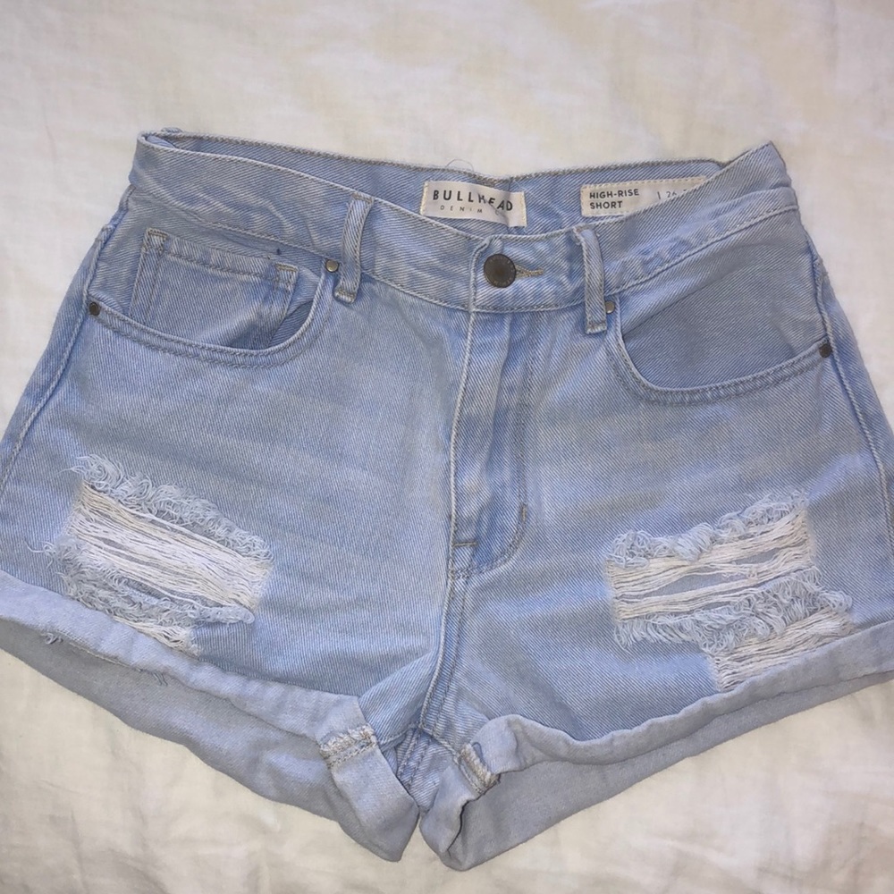 High Rise Shorts in Light Wash